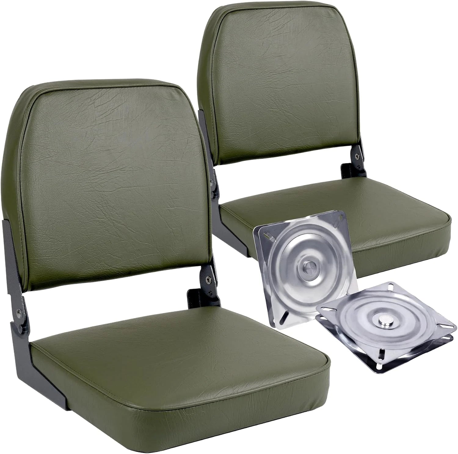 2-Pack Green Fold-Down Boat Seats with Stainless Steel Swivels