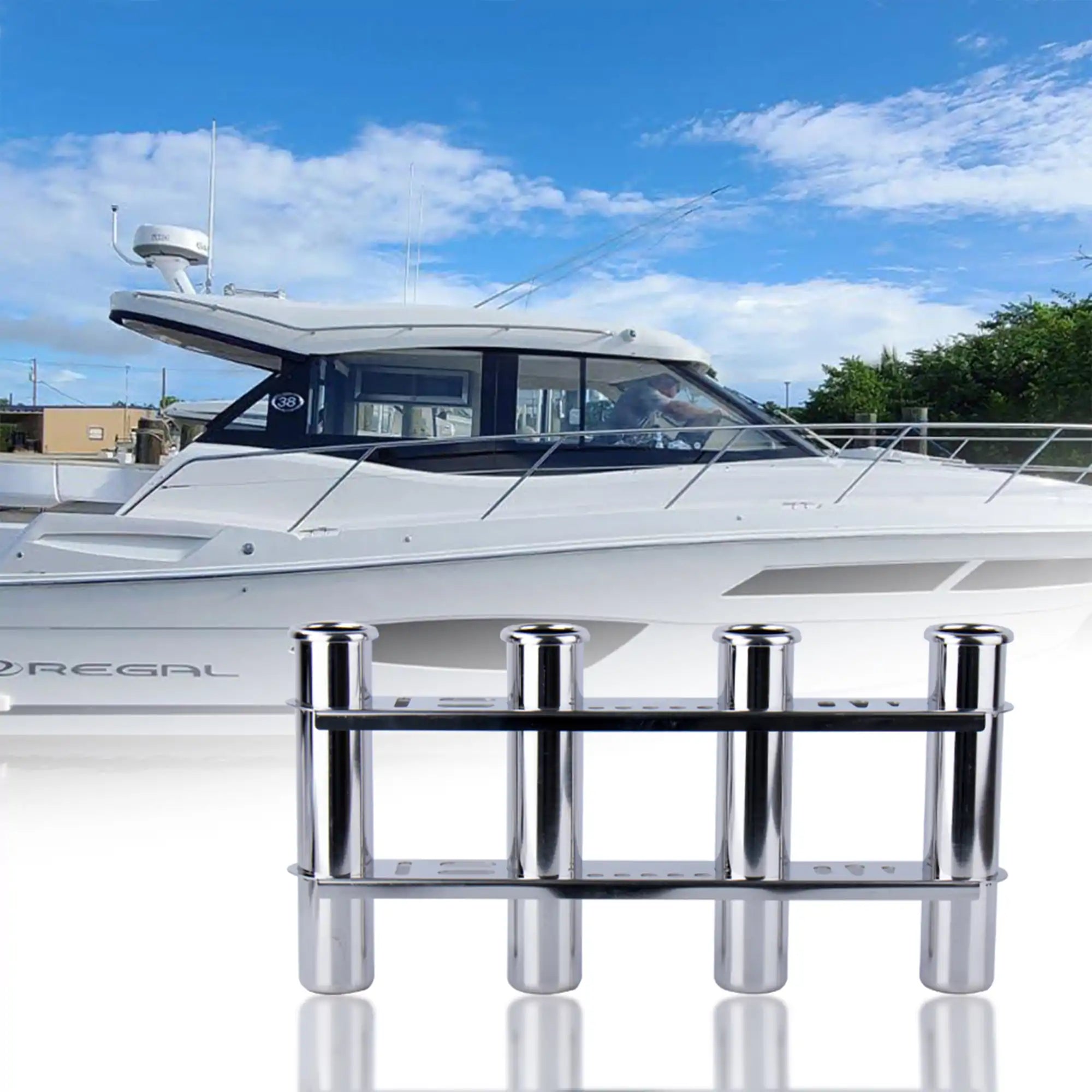 Vertical Wall-Mounted Fishing Rod Holder 4 Tubes