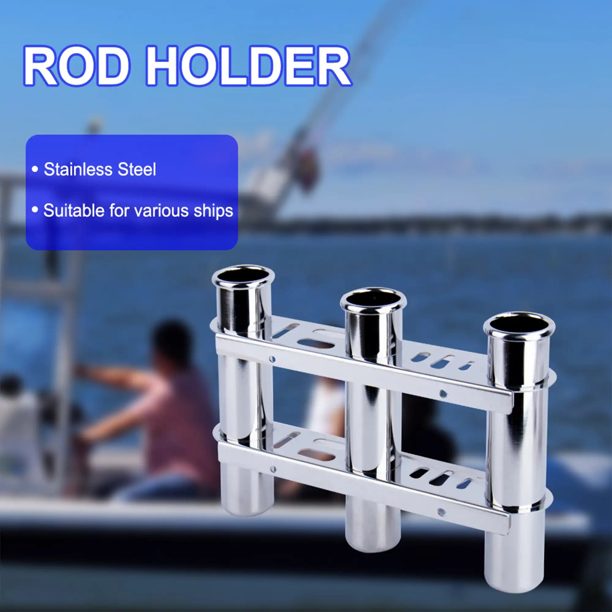 Vertical Wall-Mounted Fishing Rod Holder 3 Tubes