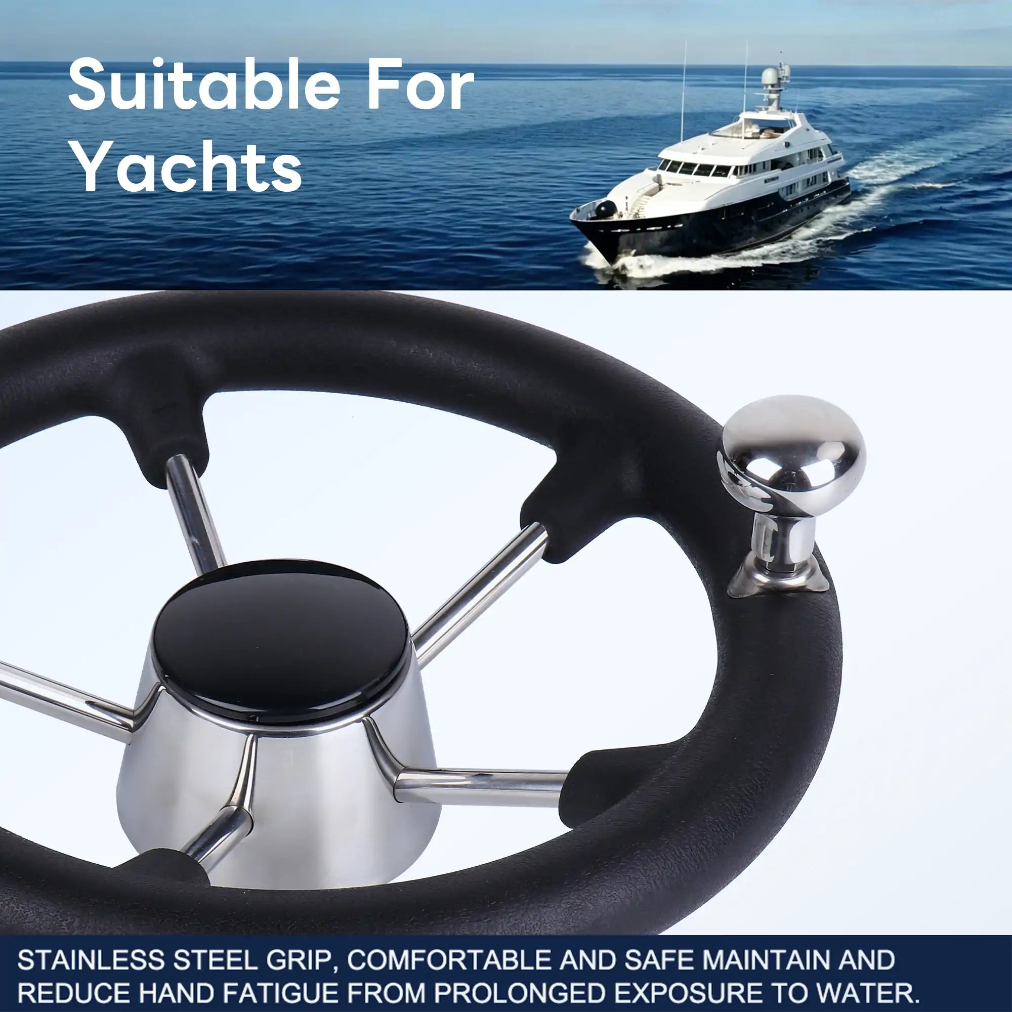 5-Spoke Boat Steering Wheel with Knob 11"