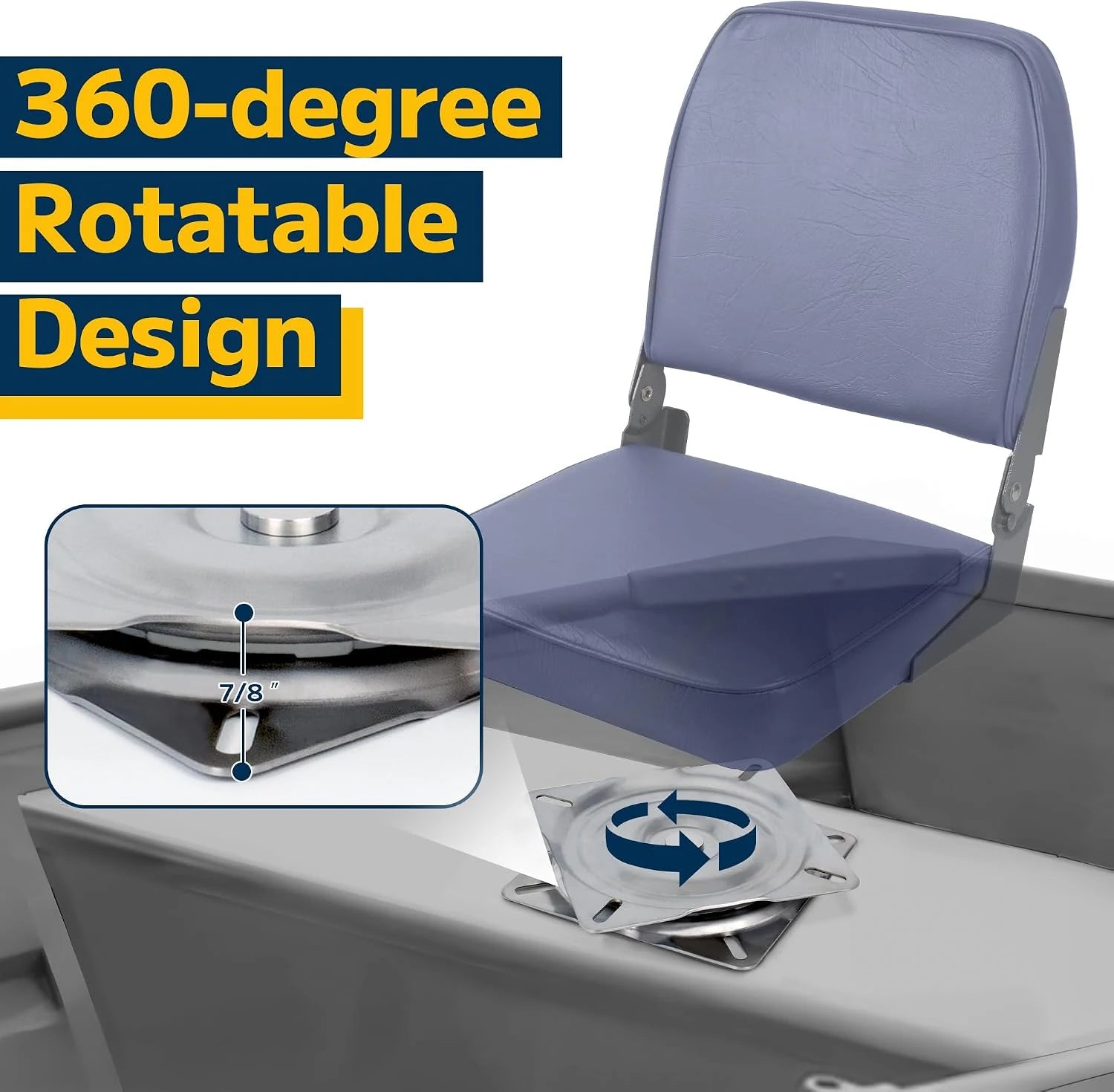 2-Pack Green Fold-Down Boat Seats with Stainless Steel Swivels