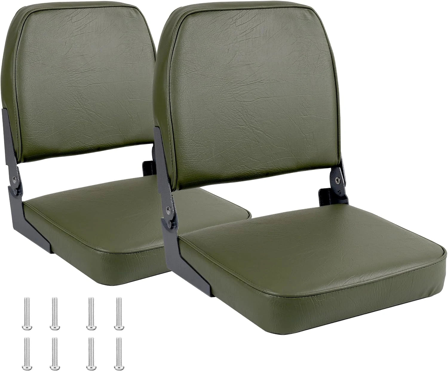 2-Pack Green Fold-Down Boat Seats with Quick-Disconnect Swivel Mounts
