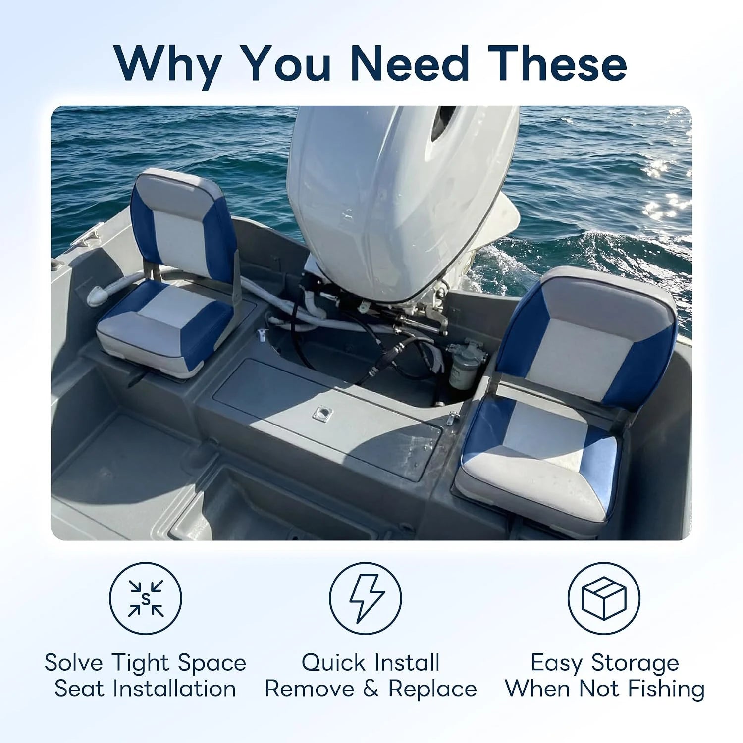 2-Pack Green Fold-Down Boat Seats with Quick-Disconnect Swivel Mounts