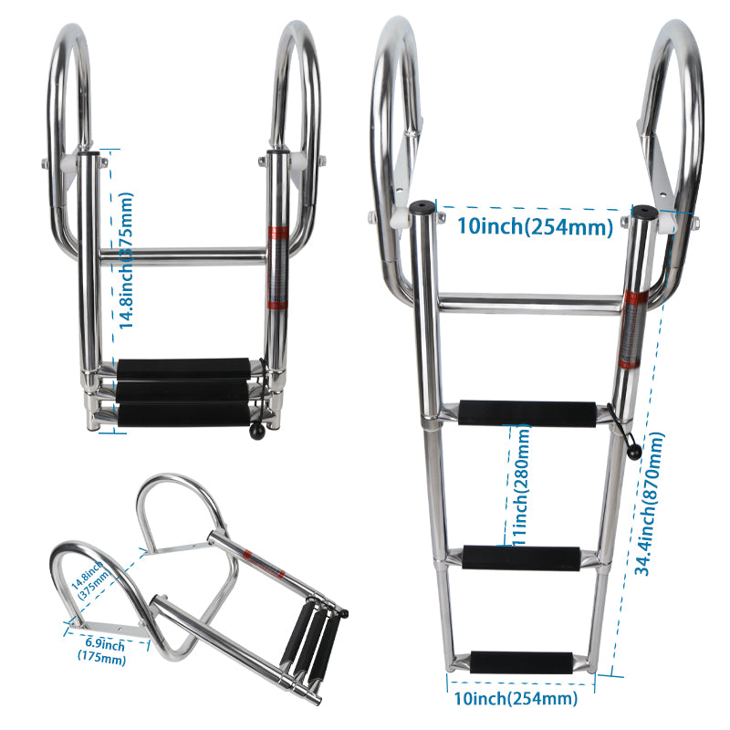 Pontoon Boat Ladder 3 Step Folding