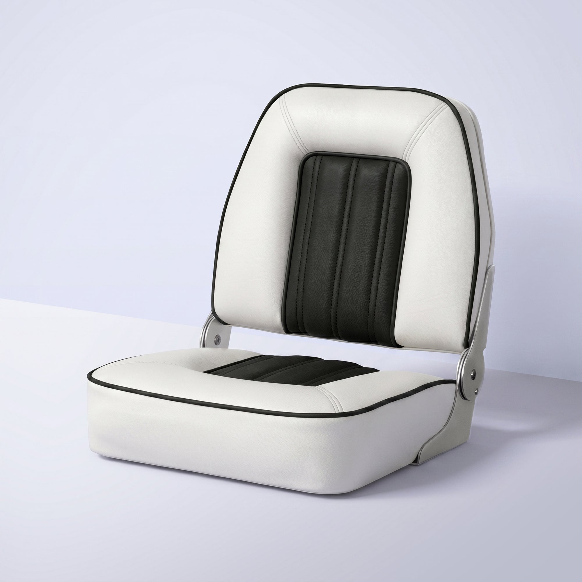 Fold-Down Fishing Boat Seat - White & Black