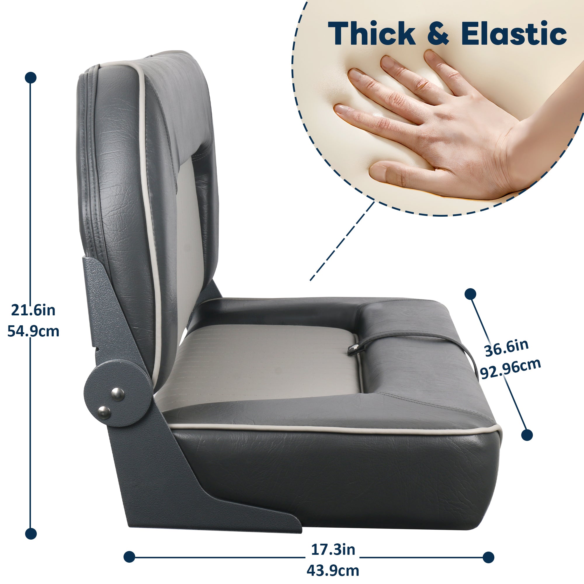Boat Bench Seat- Double Folding Boat Seat- Gray
