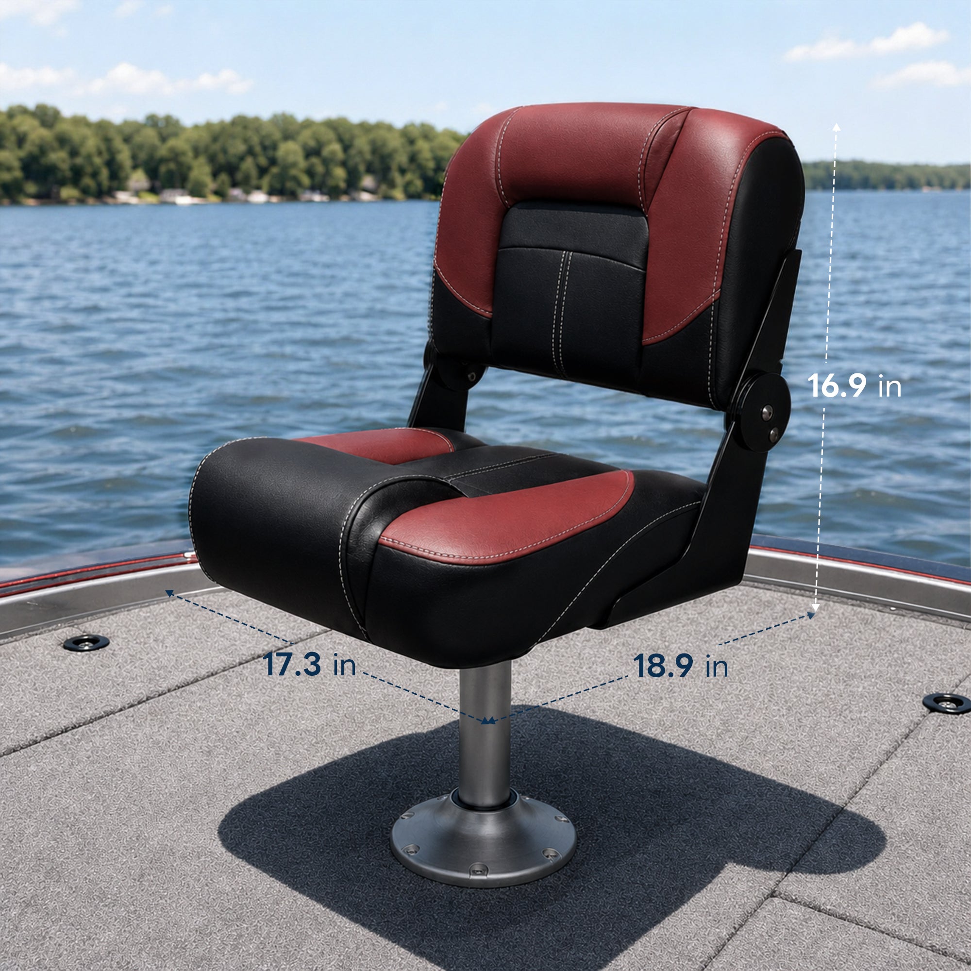 Folding Bass Boat Seat - Red