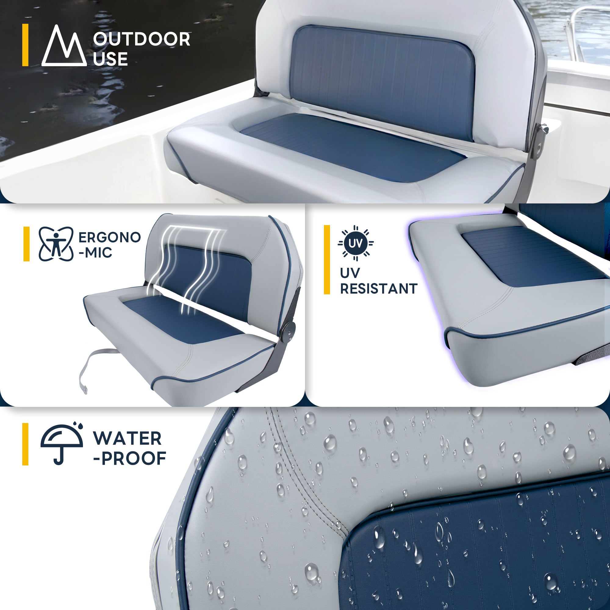 Boat Bench Seat- Double Folding Boat Seat