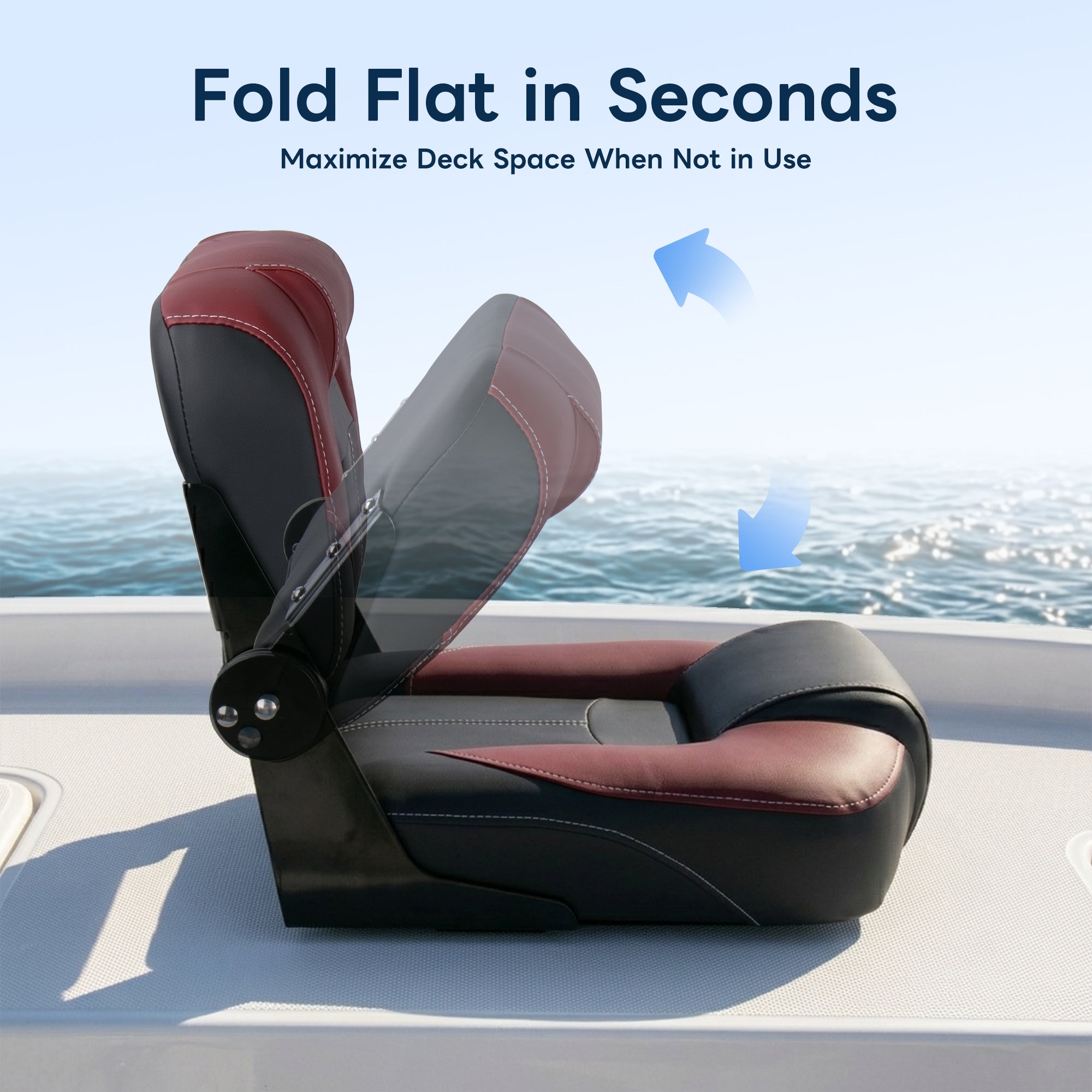 Folding Bass Boat Seat - Red