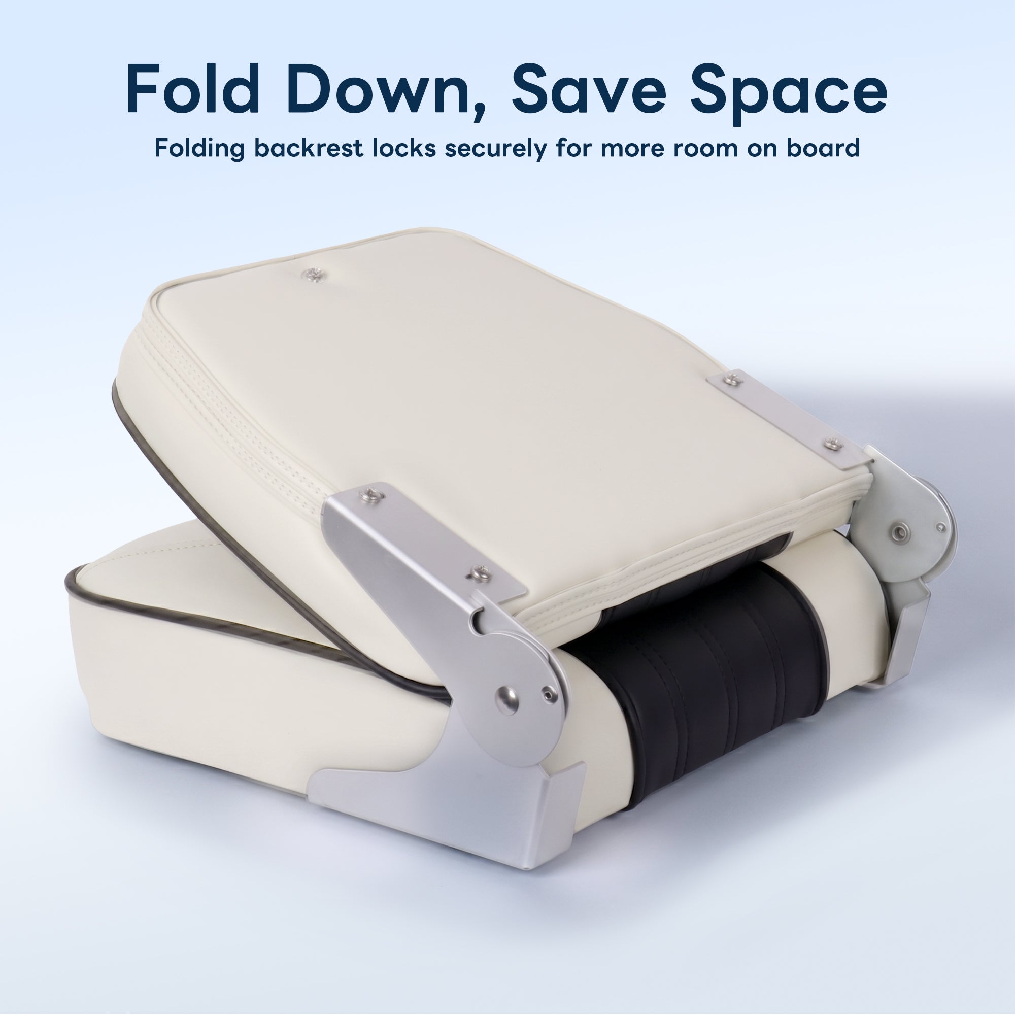 Fold-Down Fishing Boat Seat - White & Black