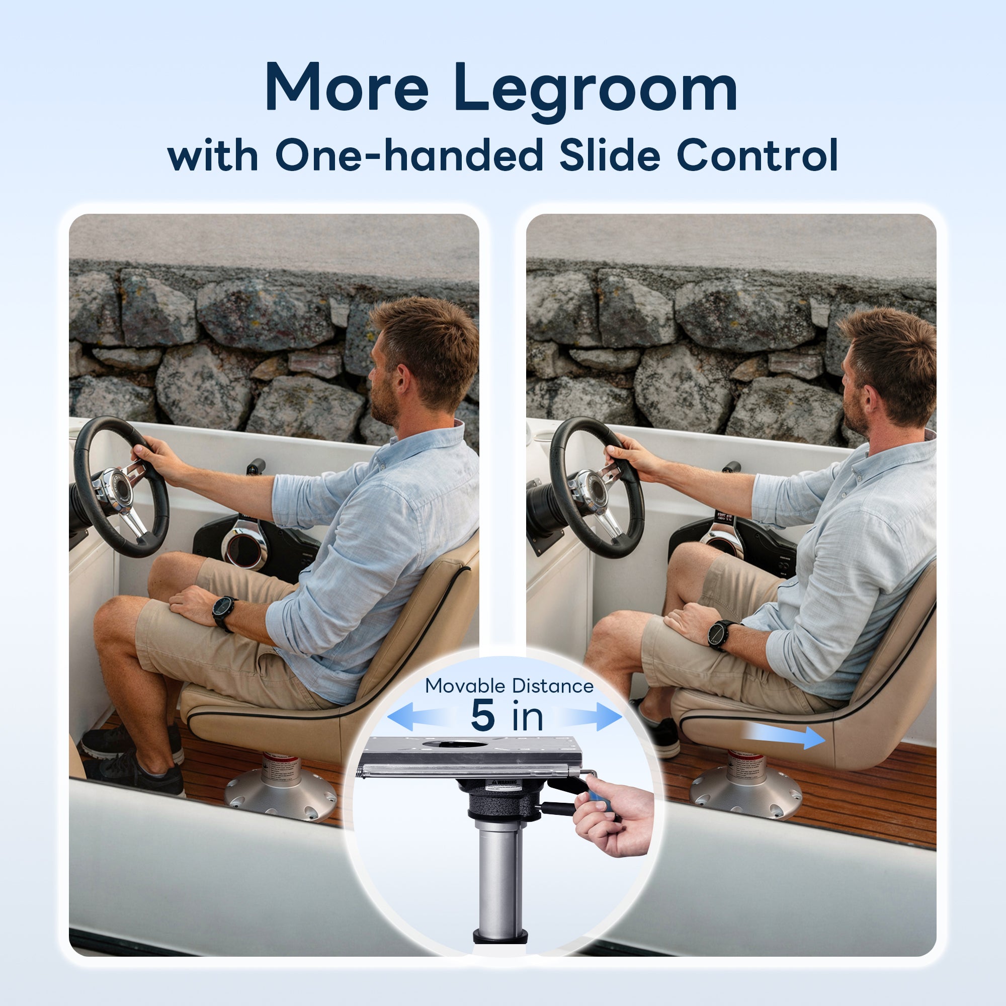 Gas Lift Boat Seat Pedestal with Slide 14" to 20"