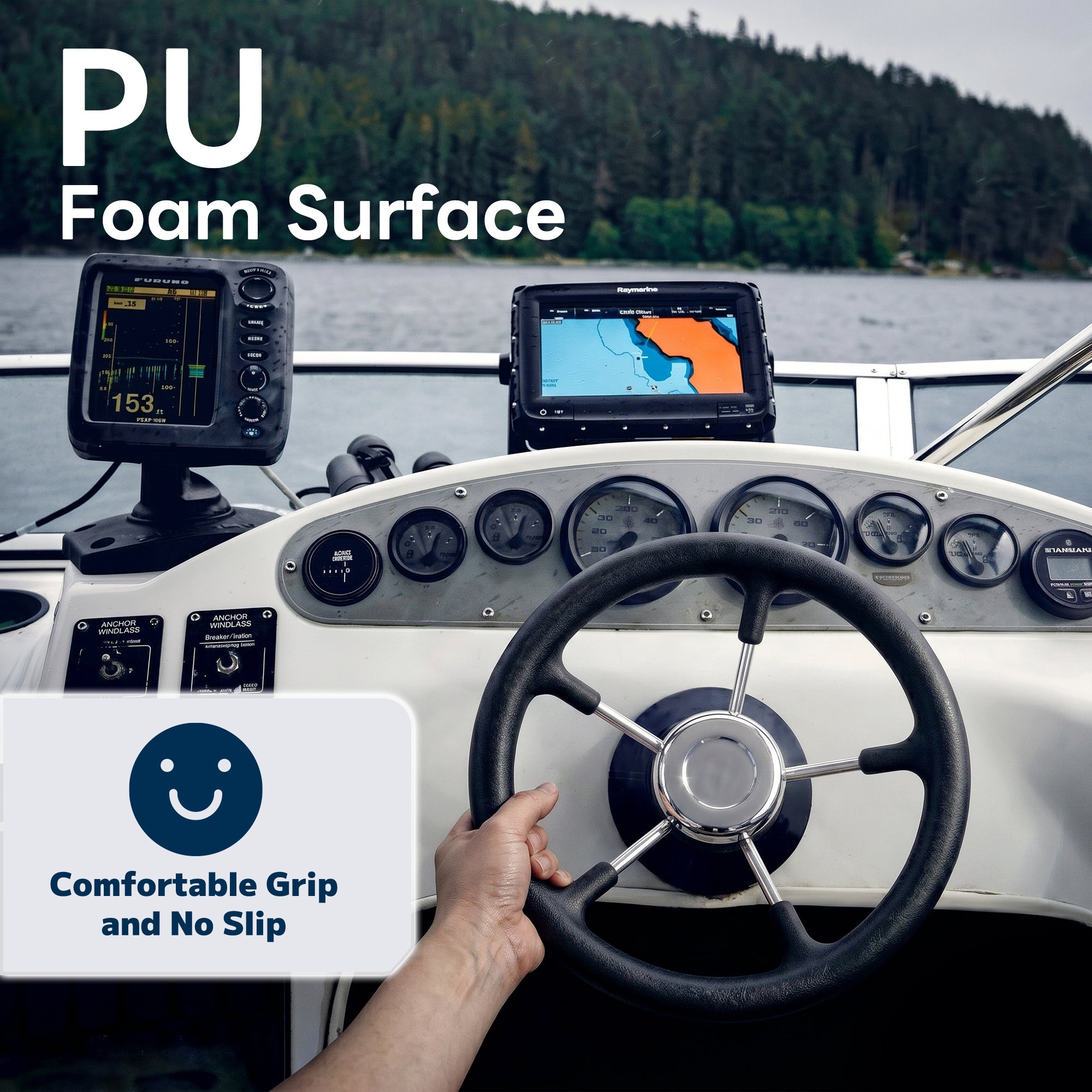 5-Spoke Boat Steering Wheel 13"