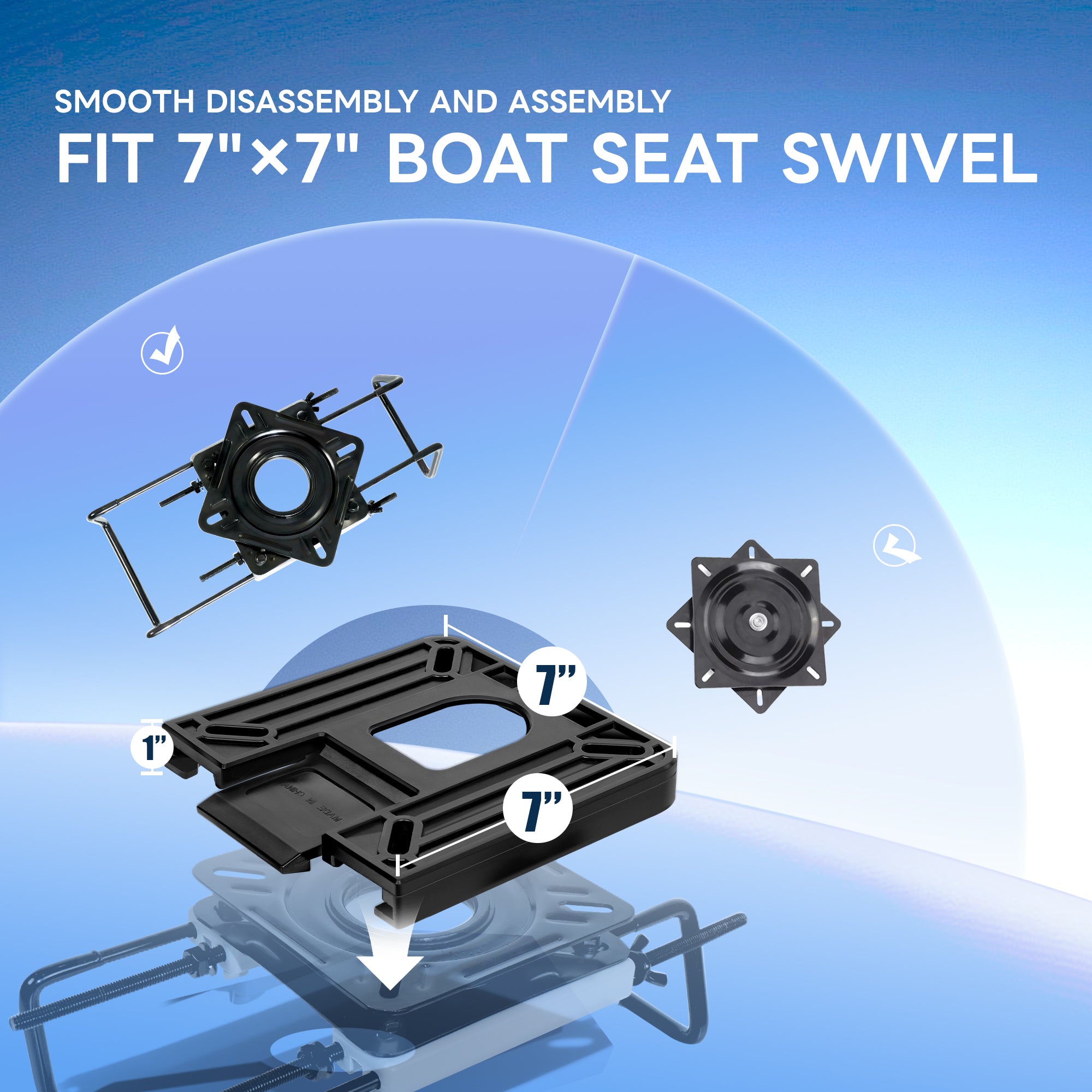 Quick Disconnect Boat Seat Mount 7" x 7"