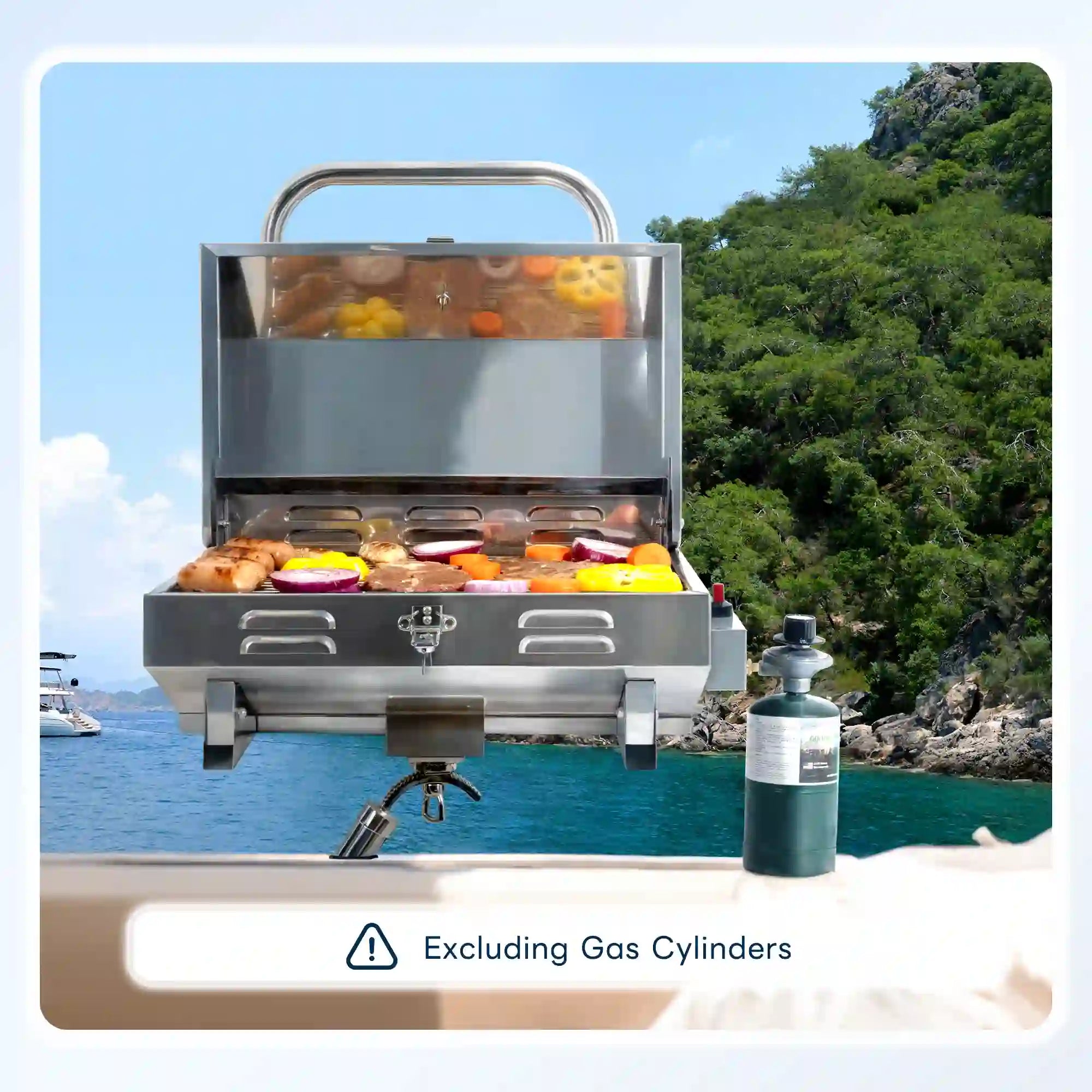 Boat Grill with Rod Holder Mount