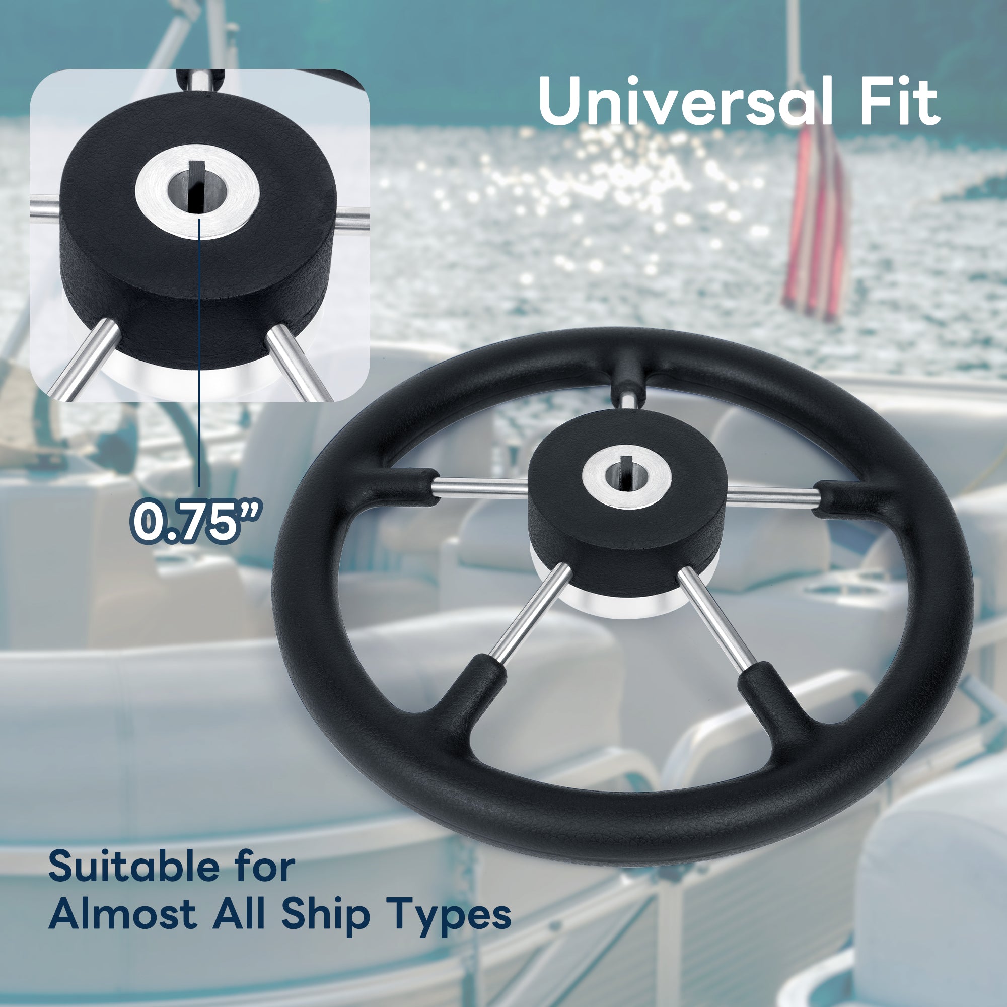 5-Spoke Boat Steering Wheel 13"