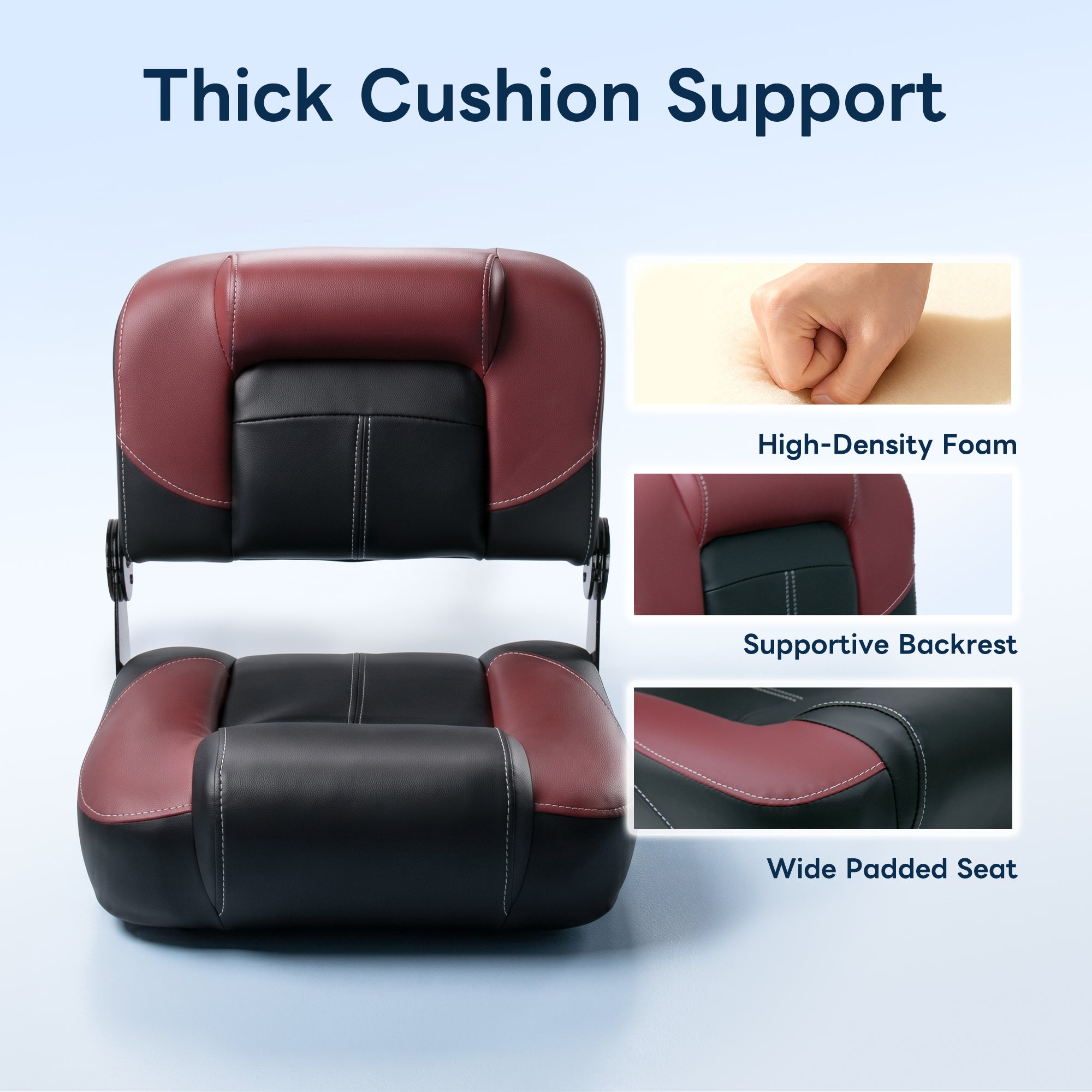 Folding Bass Boat Seat - Red