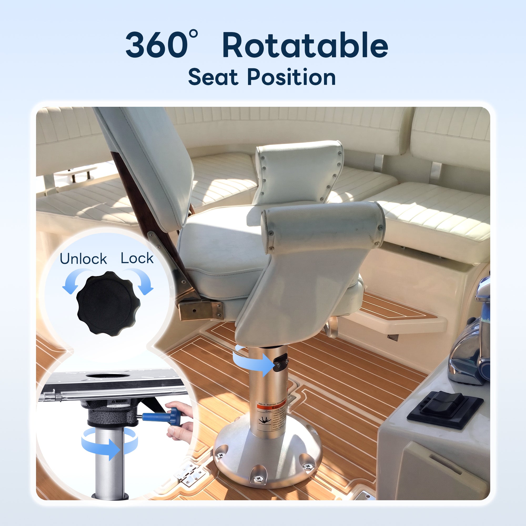 Gas Lift Boat Seat Pedestal with Slide Mount, 17" to 24"