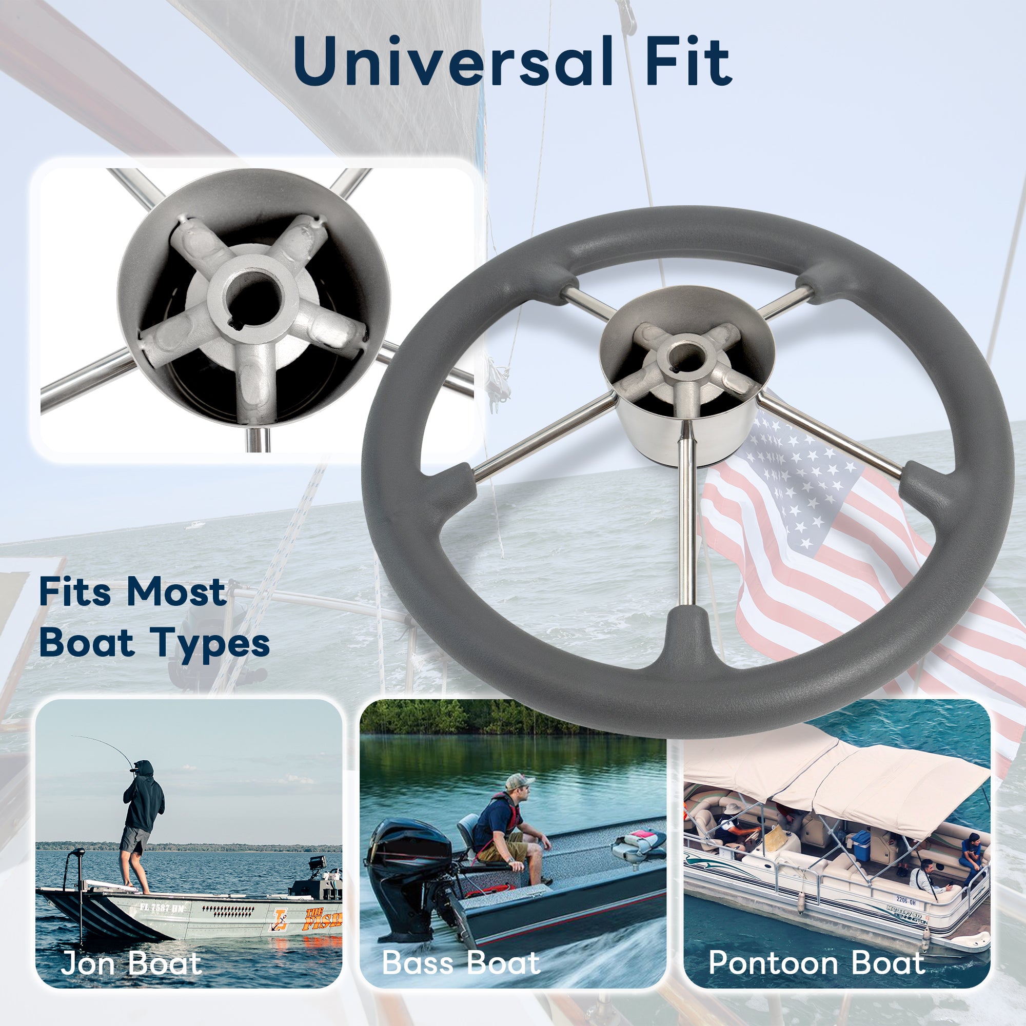 5-Spoke Boat Steering Wheel 13.5"