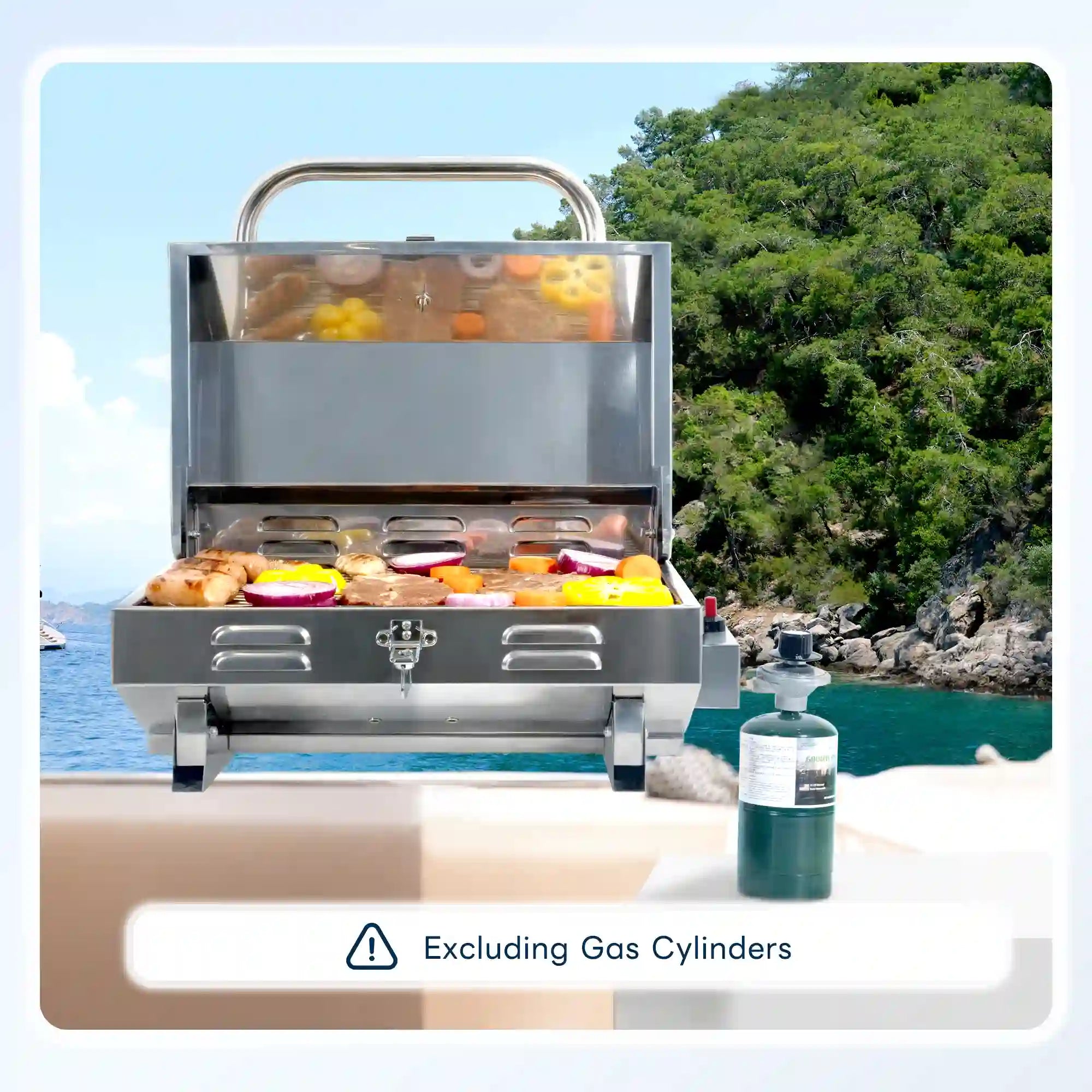 Boat Grill with Rod Holder Mount