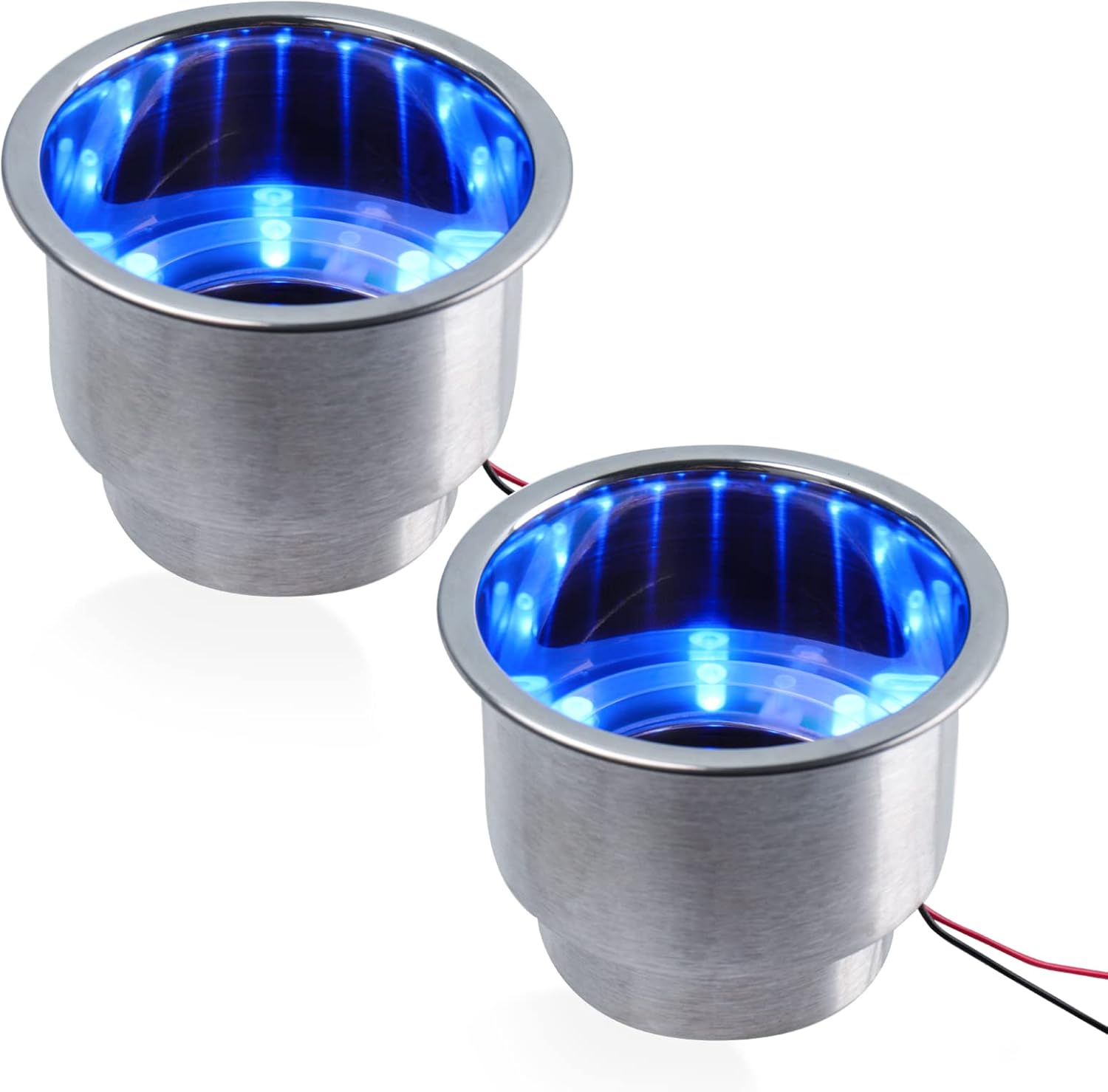 thumbnail image 2 of M-ARINE BABY Stainless Steel LED Cup Holder Insert - White Built-in Light For Boat (2 Pack) 2 of 6