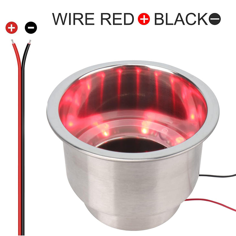 Stainless Steel LED Cup Holder Insert with Drain