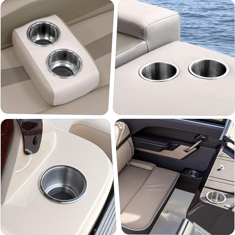Stainless Steel LED Cup Holder Insert with Drain