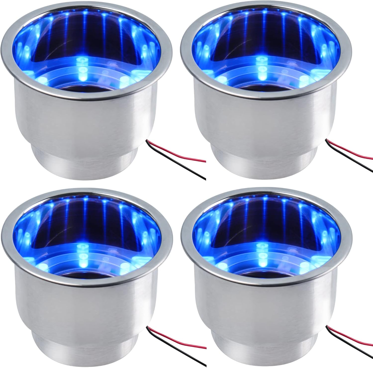 Stainless Steel LED Cup Holder Insert with Drain