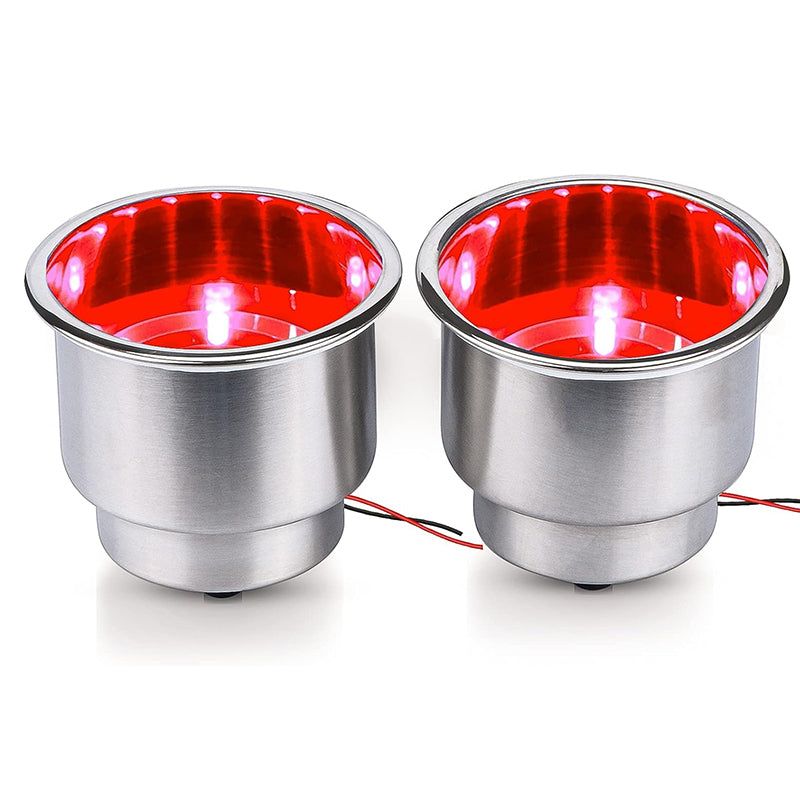 Stainless Steel LED Cup Holder Insert with Drain