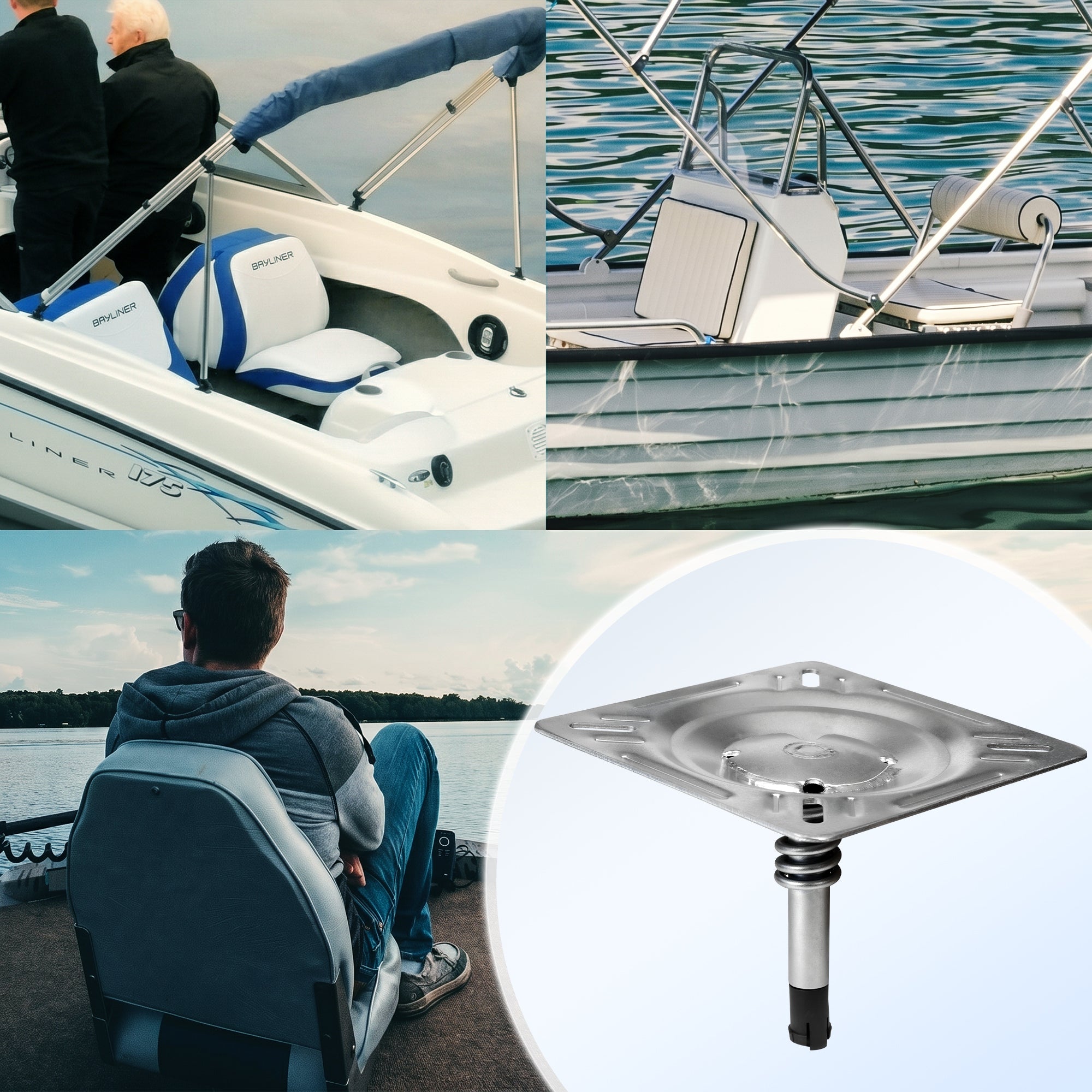 Boat Seat Pin Mount with Shock-Absorbing Spring - Silver