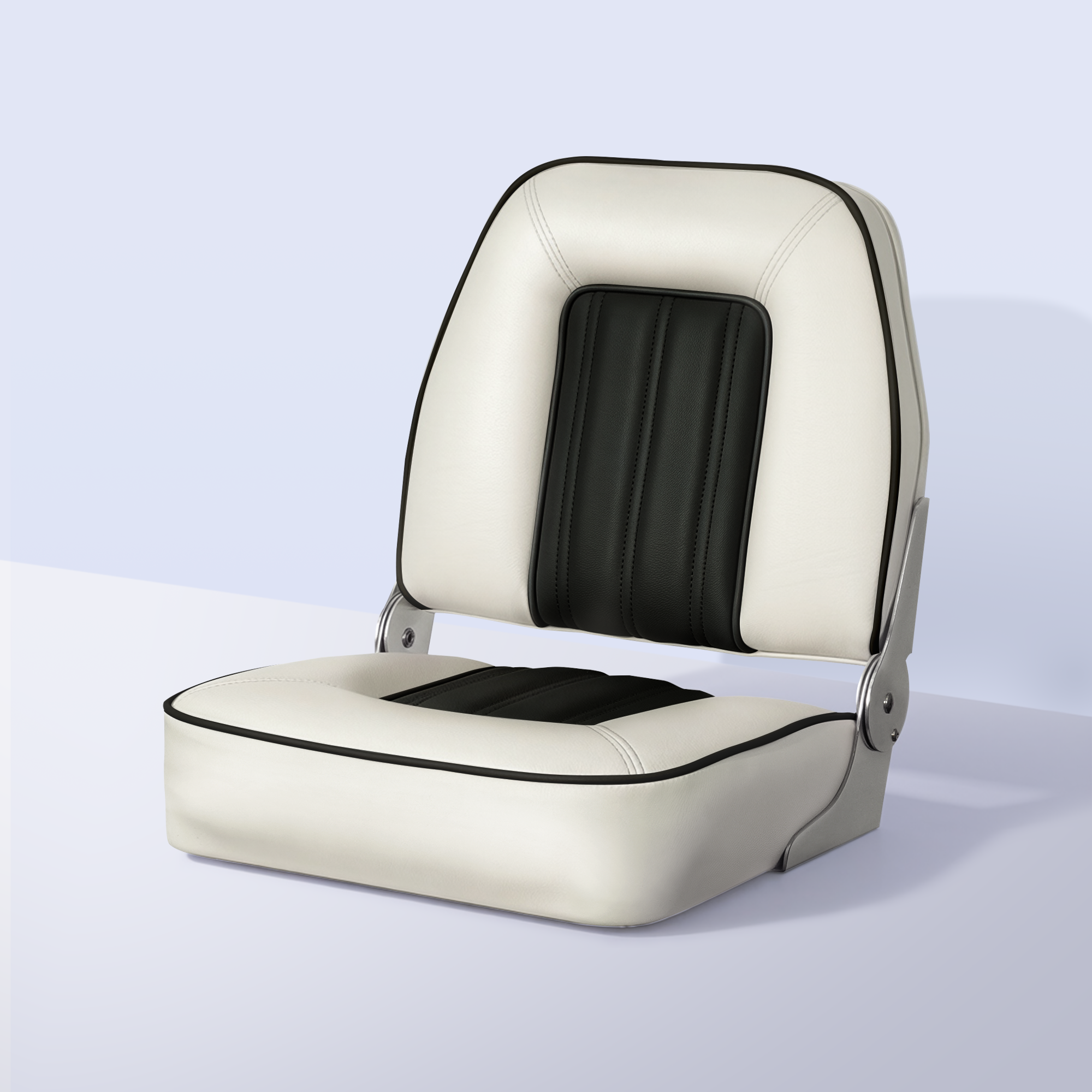 Fold-Down Fishing Boat Seat - White & Black