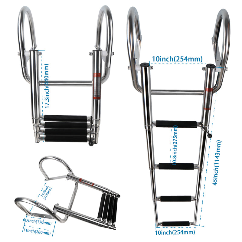 Pontoon Boat Ladder 4 Step Folding