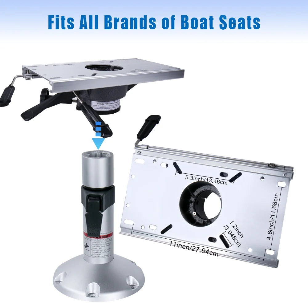 Gas Lift Boat Seat Pedestal with Slide Mount 14" to 20"