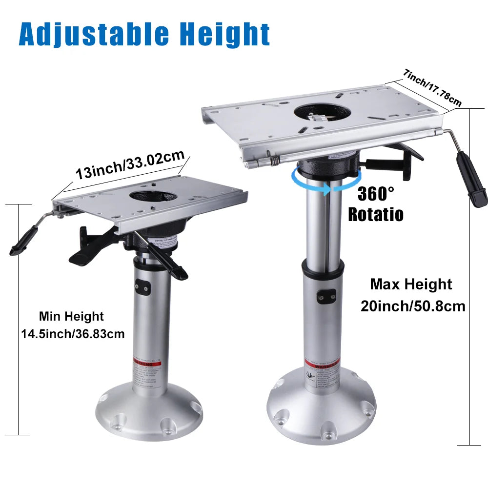 Gas Lift Boat Seat Pedestal with Slide Mount 14" to 20"