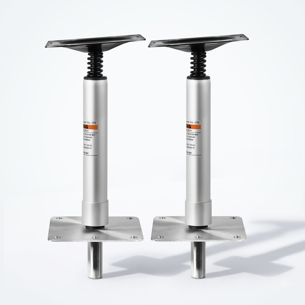 Marinexplore adjustable boat seat pedestal base mount kit 2-pack, aluminum pedestal with spring swivel and stainless steel base plates.