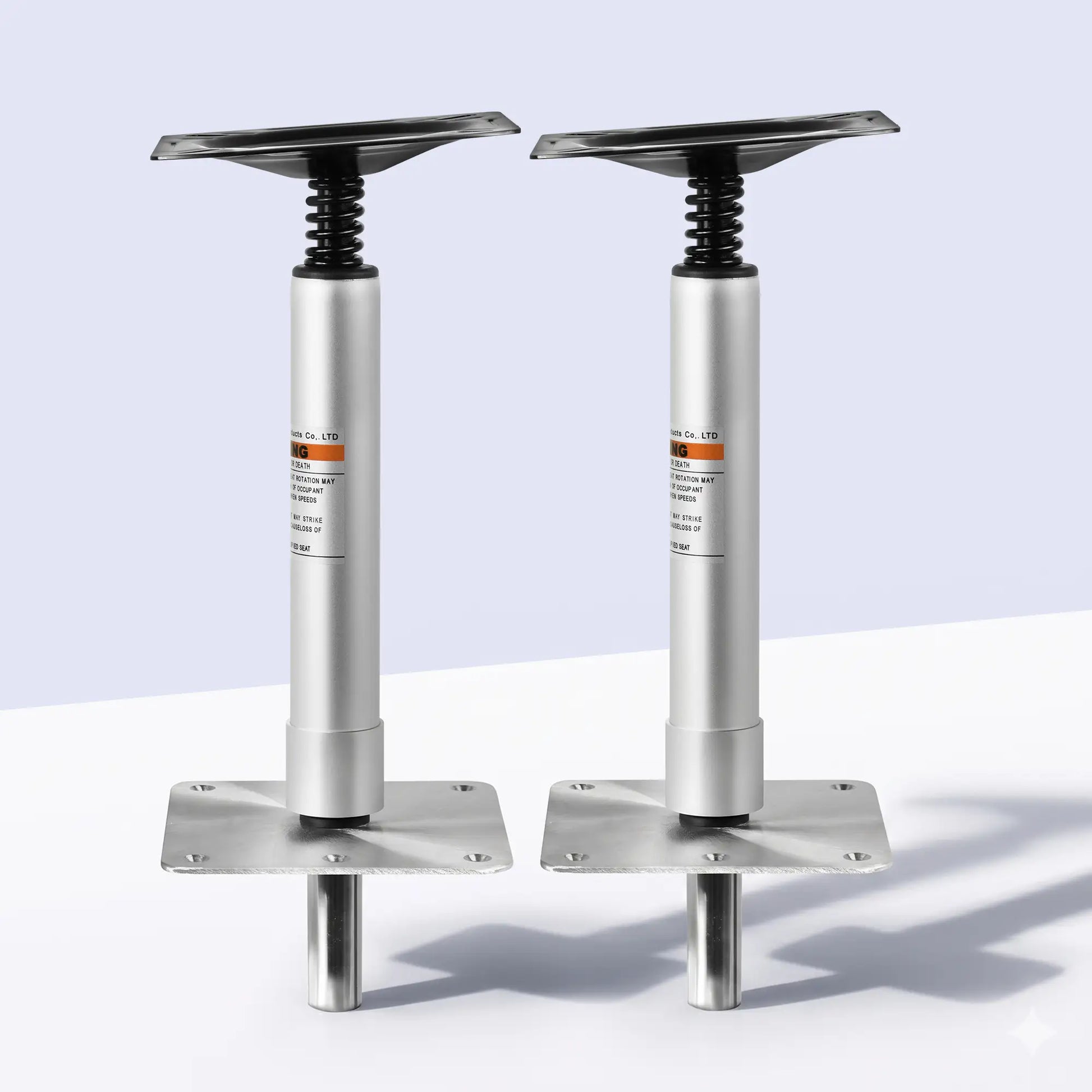 Marinexplore adjustable boat seat pedestal base mount kit 2-pack, aluminum pedestal with spring swivel and stainless steel base plates.