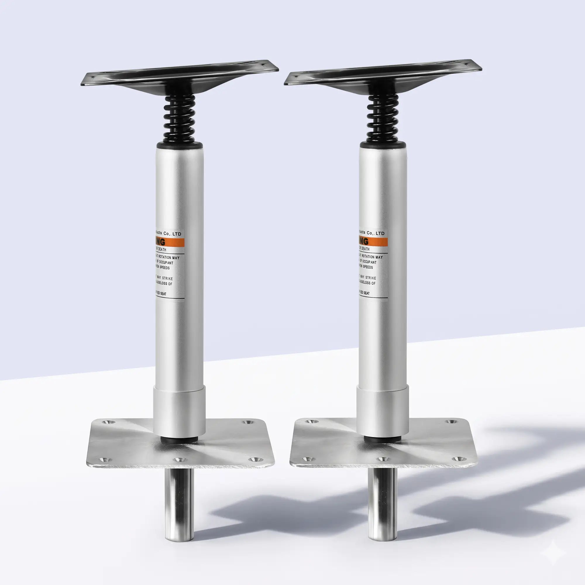 Marinexplore adjustable boat seat pedestal base mount kit 2-pack, aluminum pedestal with spring swivel and stainless steel base plates.