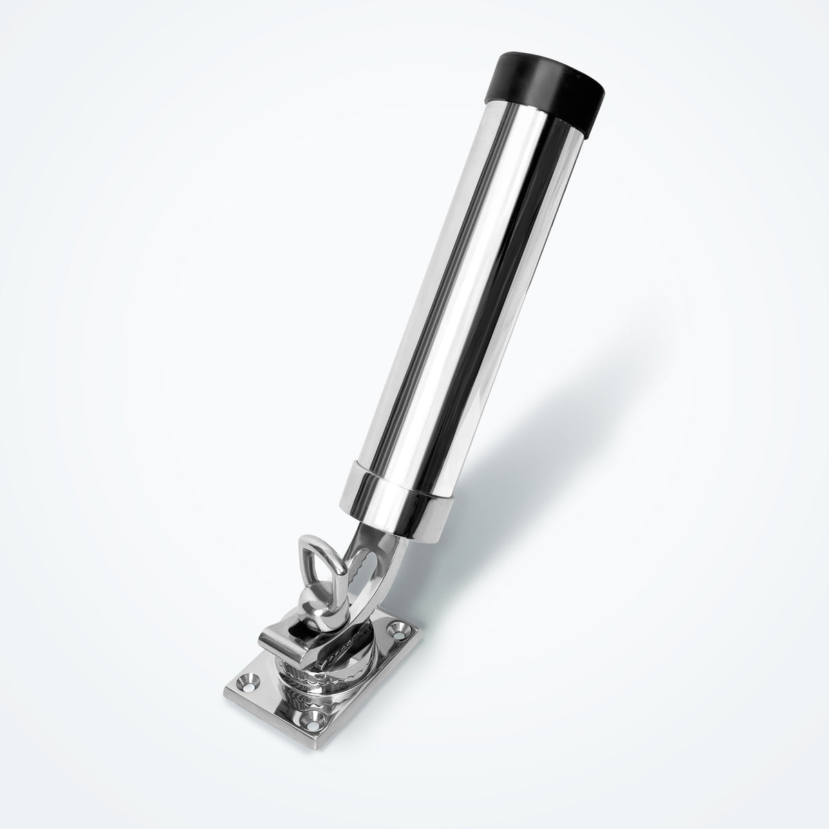 Marinexplore adjustable stainless steel fishing rod holder mounted on a quick release base plate.