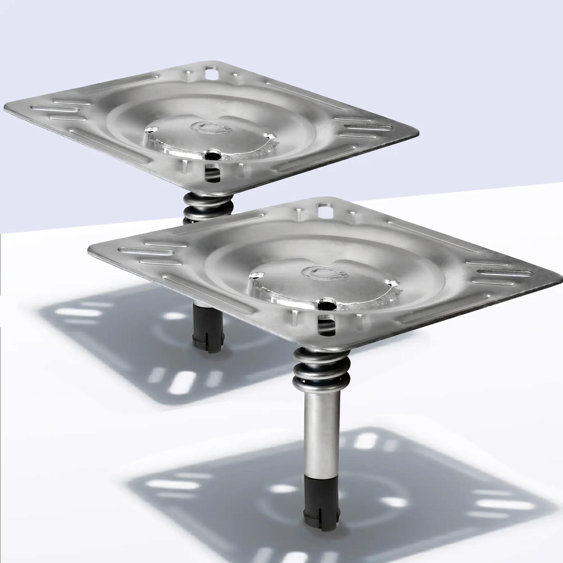 Two Marinexplore silver boat seat pin mounts with heavy-duty springs, 2-pack set for pontoon and fishing boats.