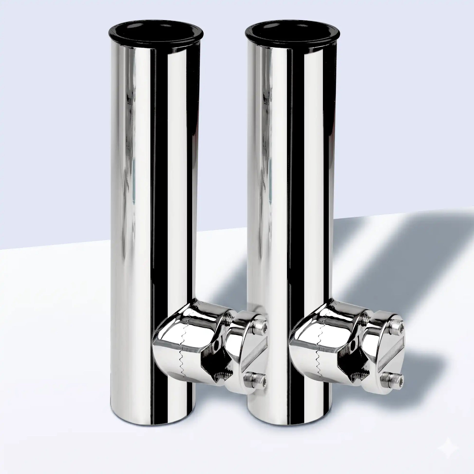 Marinexplore 2-pack stainless steel bottom mount fishing rod holders for 7/8 to 1 inch boat rails.
