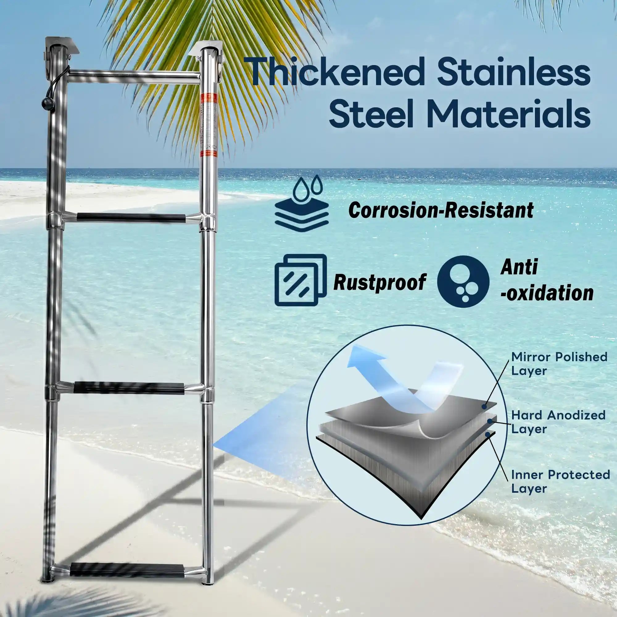 Heavy Duty Under Platform Boat Ladder 3-Step – marinexplore